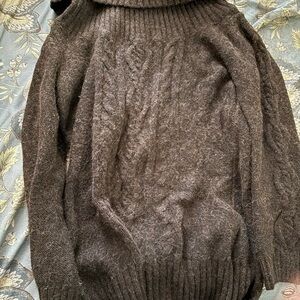 Barbour Brown Turtleneck Sweater with Cable Knit Design